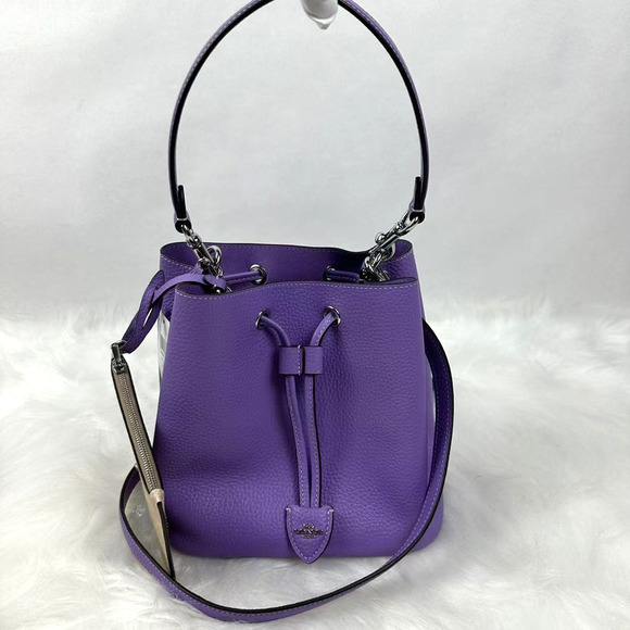 Coach Rowan Bucket Bag Shoulder/Crossbody In Leather & Canvas Iris CBH06 NWT - Picture 1 of 12